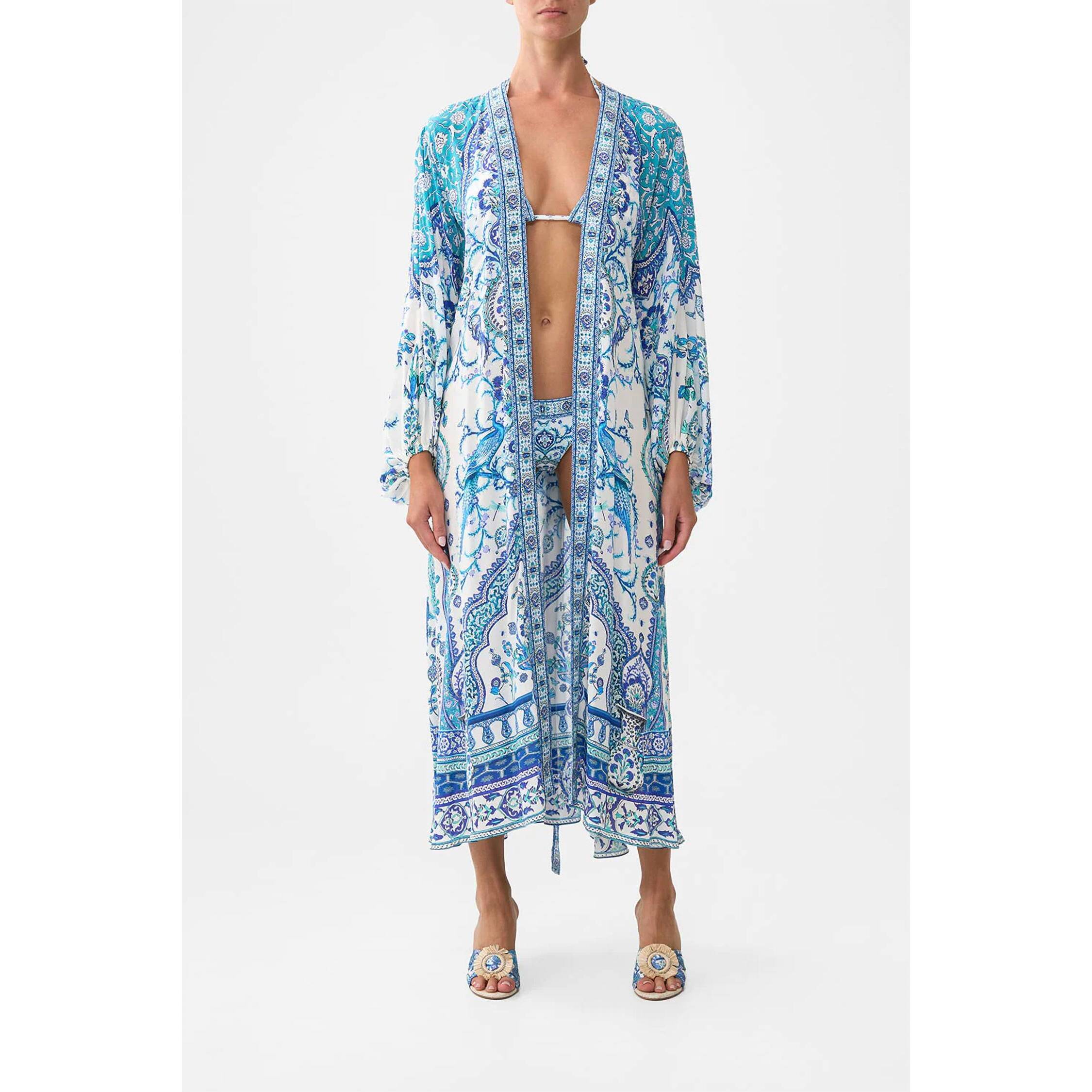 New Camilla Blouson Sleeve Layer Coverup In Isnik Lullaby